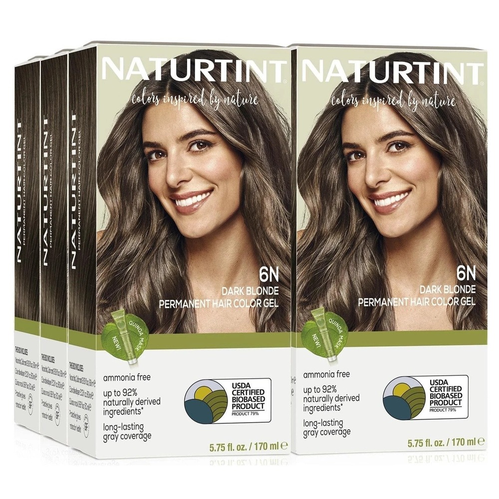 Naturtint Permanent Hair Color 6N Dark Blonde (Pack of 5) Ammonia Free Vegan NEW